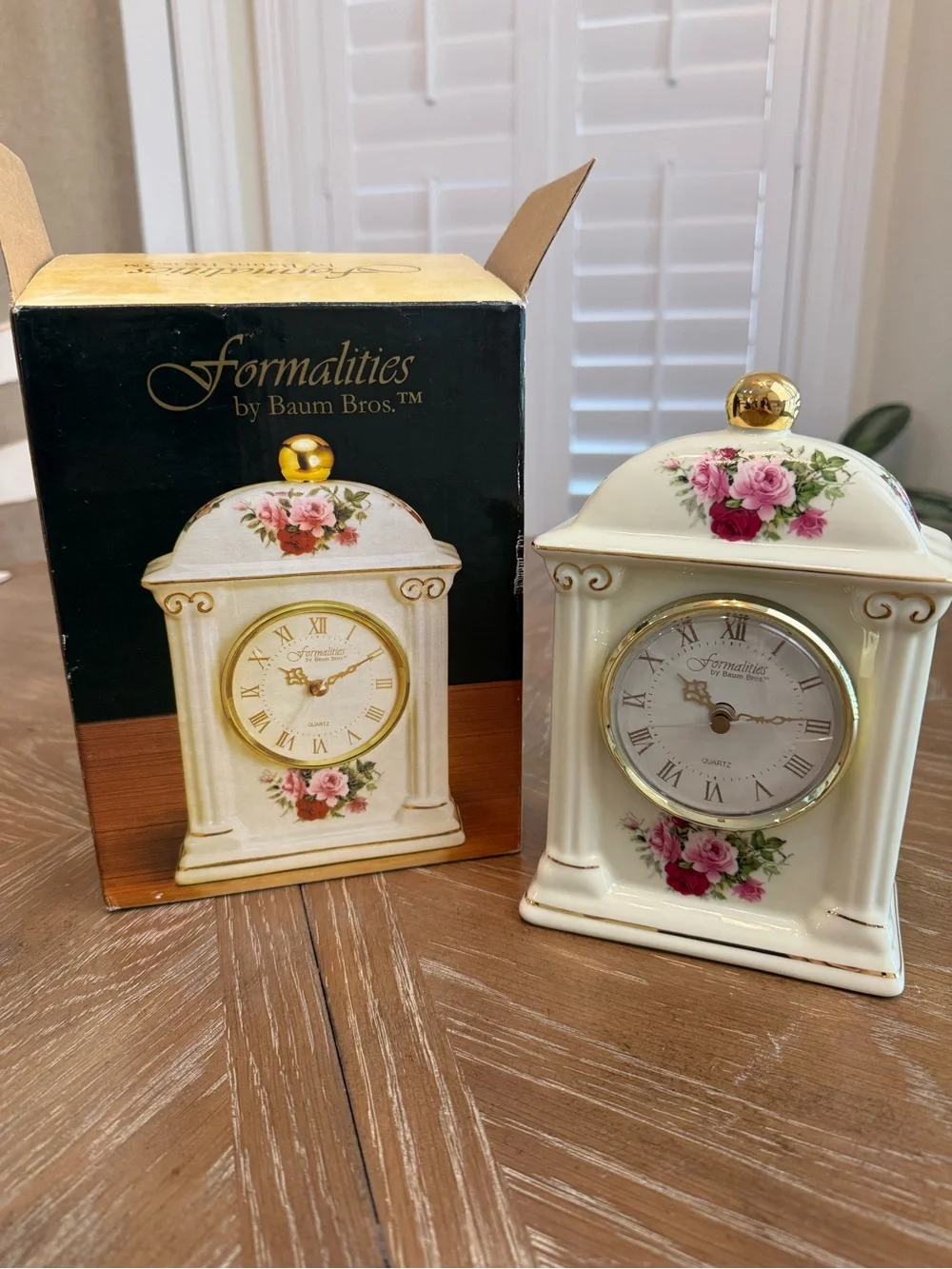 Vintage Formalities by Baum Bros Victorian Rose Carriage Clock